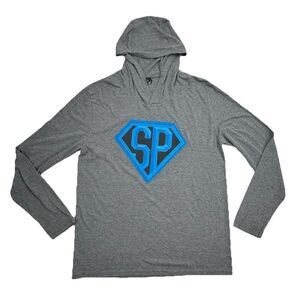 Sir Purr Gray Hoodie Lightweight Long Sleeve Shirt Mens Size Large UNIQUE RARE